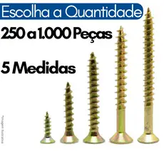 Kit Parafuso Para Madeira Philips Kit Marceneiro com 250 500 1000 Parafusos para MDF Chipboard