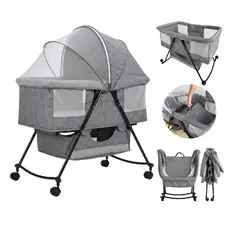 Berço Portátil de Bebê Dobrável Balanço Moisés com Colchão Mosquiteiro Pipdip