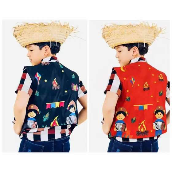 Colete infantil festa junina roupa São João junino caipira menino fantasia