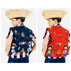 Colete infantil festa junina roupa São João junino caipira menino fantasia