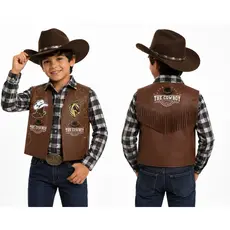 Colete infantil menino Country cowboy festa rodeio fantasia country preto ou marrom