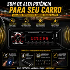 Toca Som Rádio Mp3 Player Bluetooth Universal 1 Din Rádio Fm