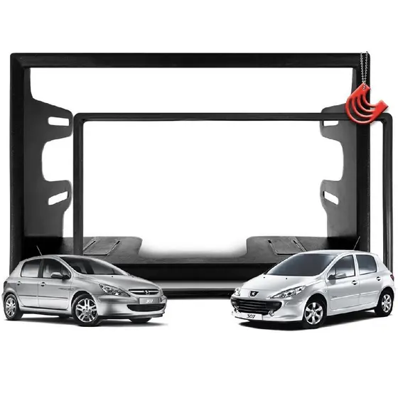 Moldura Tela Central 2din Multimidia Dvd Mp5 Tv Som Universal 6.1 6.2 6.8 e 7 polegadas Peugeot 307