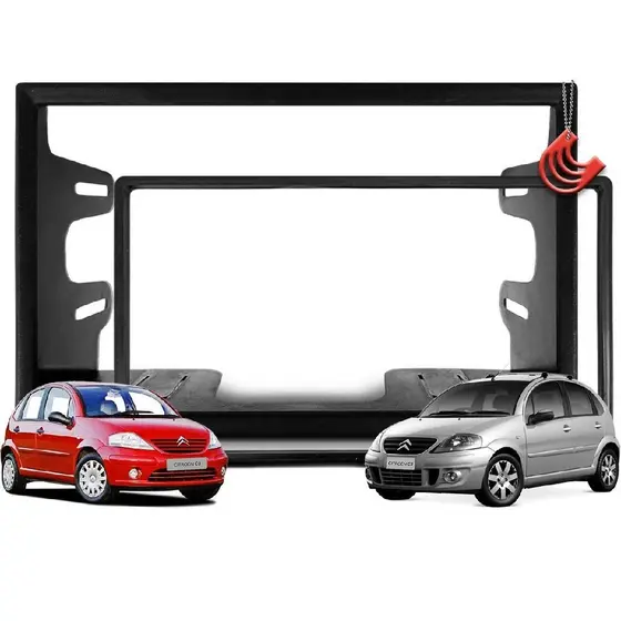 Moldura Tela Central 2din Multimidia Dvd Mp5 Tv Som Universal 6.1 6.2 6.8 e 7 polegadas Citroen C3