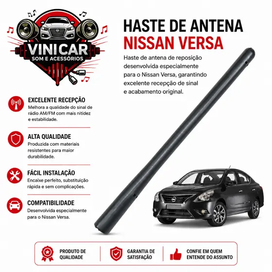 Haste Antena Teto Nissan Versa 2012/2016 Premium