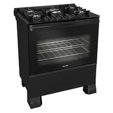 Fogão 5 Bocas Mueller com Mesa de Vidro Preto Bivolt MFV5BF