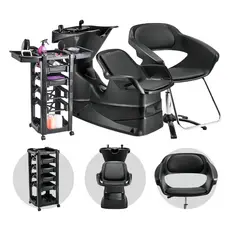 Kit Salão Lavatório com Cuba Reclinável + Cadeira Primma Manual + Carrinho Auxiliar Dompel