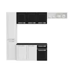 Cozinha Completa de Aço Itatiaia Pratika 4 Peças 8 Portas 1 Gaveta 210cm Branco/Preto