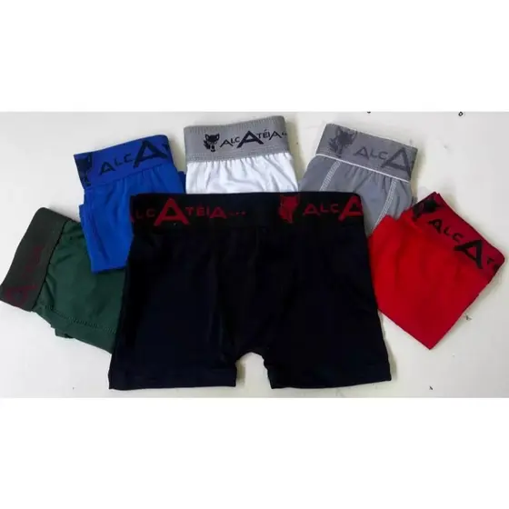 Kit 7 Cuecas Boxer Infantil Masculina 7 Cueca Box Microfibra Lisa Alcateia ack