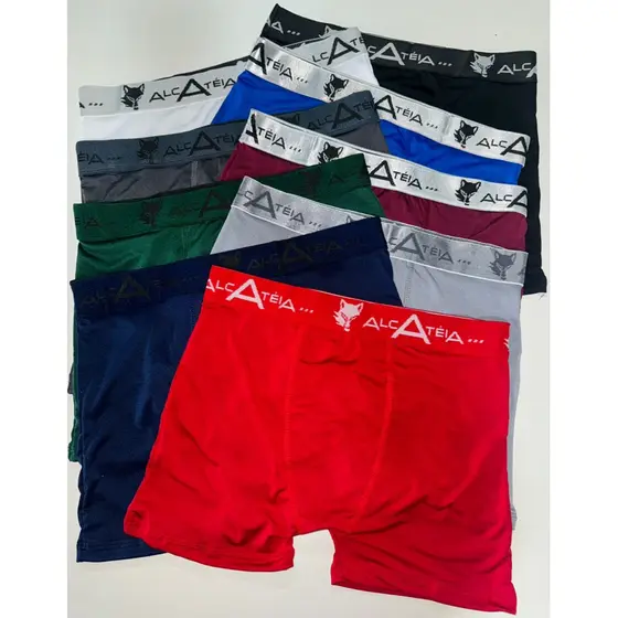 KIT 10 CUECAS BOXER ADULTO MASCULINA LISA 10 CUECA BOX ADULTO MICROFIBRA LISA ALCATEIA