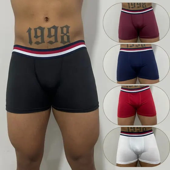 KIT 5 CUECAS BOXER ADULTO MASCULINA CUECA BOX ADULTO MICROFIBRA LISTRADA