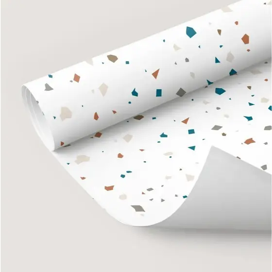 Papel De Parede Lavável Adesivo De quarto Granilite Branco Terrazo Bolinhas