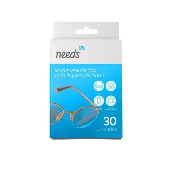 Lenço Umedecido para Limpeza de Lentes de Contato Ocular Needs  Com 30 Unidades