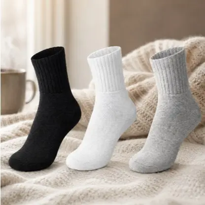 Meia Grossa em Algodão 100% Cano Médio Atoalhada Kit 3, 6 ou 12 Pares