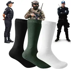 Kit  3, 6, 12 Pares de Meia Cano Longo de Coturno Militar e Segurança ou Bota Preto, Verde e branco