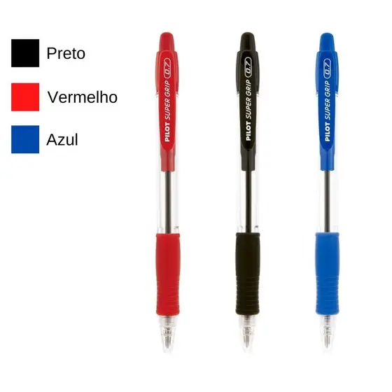 Caneta Esferográfica RT Retrátil Super Grip 0.7 mm / Caneta Colorida / Papelaria– Pilot