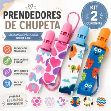 Prendedor de Chupeta Universal Kit C/2 Cordinha de Chupeta Resistente Colorido Menino Menina