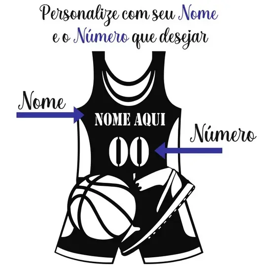 Kit Camisa de Basquete em MDF + Quadro Decorativo MDF Camisa Basquete Personalize Com Nome e Número