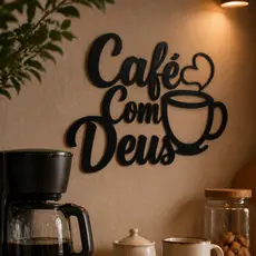 Frase Decorativa em MDF Café Com Deus Placa De Decoração Cantinho Do Café