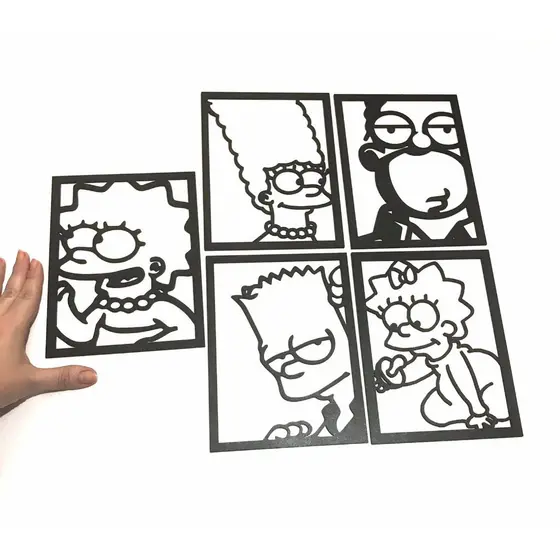 Kit 3 Quadro Decorativo De Personagens Vazado Em MDF Decoração De Parede Quarto Sala