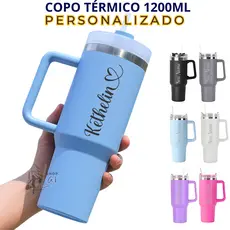 Copo Térmico Inox 1200ml Com Alça E Canudo Personalizado Com Nome