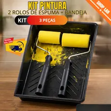 Kit Para Pintura Bandeja Com 2 Rolinhos Espuma - 5cm e 9cm Completo
