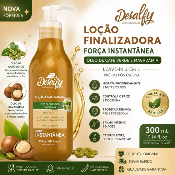 Loção Finalizadora Óleo De Café Verde E Macadâmia Desalfy 300g