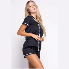 Short Doll Americano Gola V Blogueira Amamentação Pijama Pós Cirúrgico Gestante Com Botões