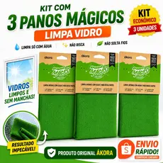 Kit 3 Pano Mágico Limpa Vidros Microfibra Sem Fiapos Espelho Box Janela , Ákora