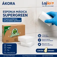 4 Esponja Mágica ákora Limpeza Pesada Paredes Box Azulejos Tênis Supergreen
