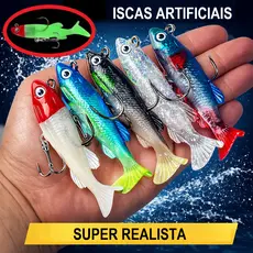 5 Iscas Artificiais Soft Shad Anzol Robalo Tucunaré Traíra