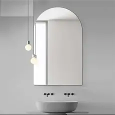 Espelho Semi Oval 70x50 Lapidado Banheiro C/SUPORTE (SEMI-OVAL)