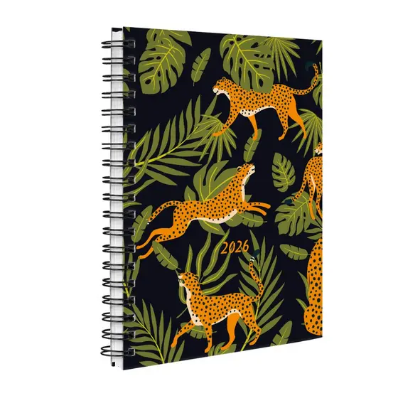 Agenda Planner Semanal 2026 Tropical Onças Preto