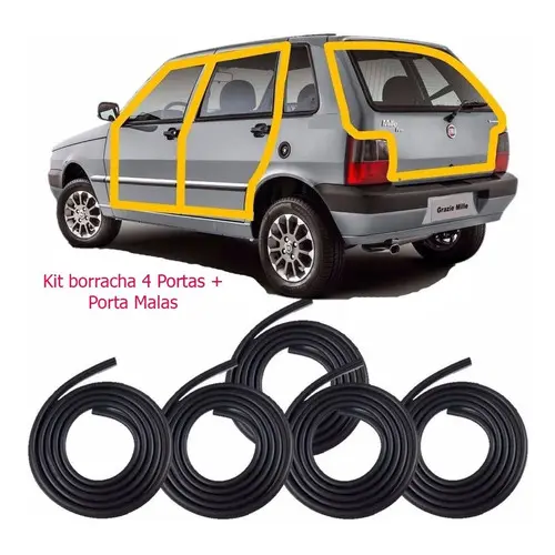 Kit Borrachas De Vedação Uno Mille 2009 2010 2011 2012 2013