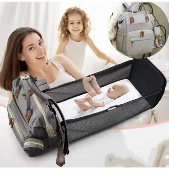 Bolsa Mochila Maternidade Vira Berço Troca Bebê Porta Frauda