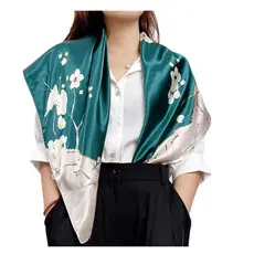 Lenços Cetim Cabeça Pescoço de Seda Super Moda Elegante Primavera Grande 90cmx90cm