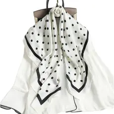 Lenço Cetim Cabeça Pescoço De Seda Moda Bolinha 90cm X 90cm
