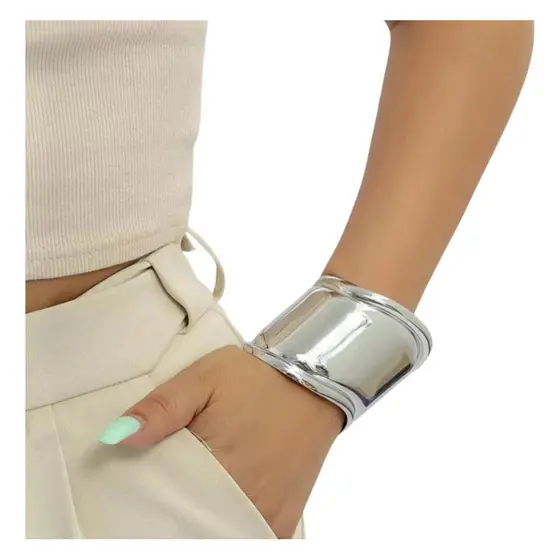Pulseira Bracelete Grosso Unissex De luxo Prata - Ajustável e Sofisticado
