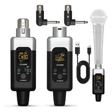 Sistema Sem Fio UHF para Microfone – Conversor, Transmissor e Receptor 48V, Uso Profissional