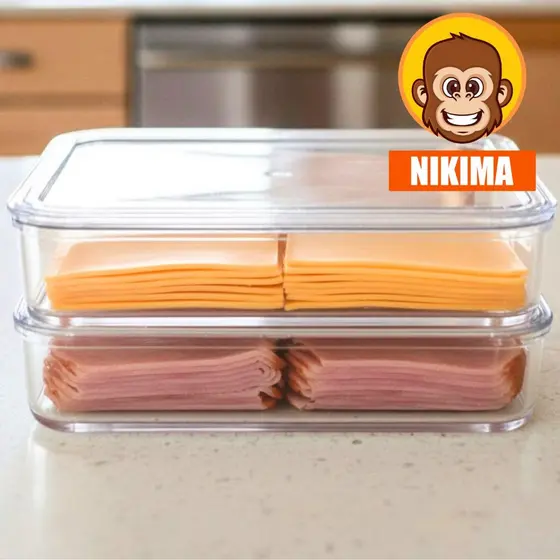 Porta Frios Presunto Queijo Acrílico Resistente Duplex Duplo Com Tampa