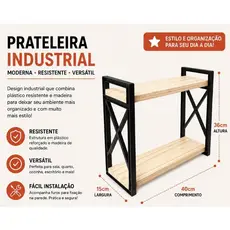 Prateleira Estilo Industrial 40x14cm +Suporte 15x36cm