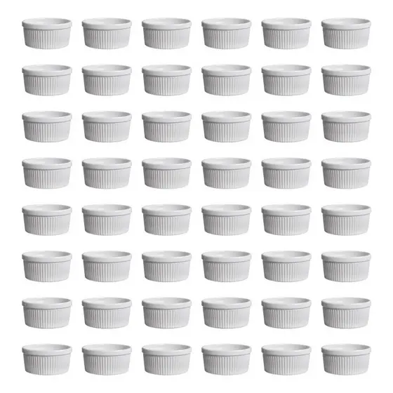 Kit 60 Ramekin 150ml Porcelana cor Branca Finger Foods Servir Buffet