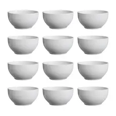 Kit 12 Cumbucas 500ml Porcelana Branca Tigela Bowl Funda Sopa Salada Cozinha Decoracao Organizacao