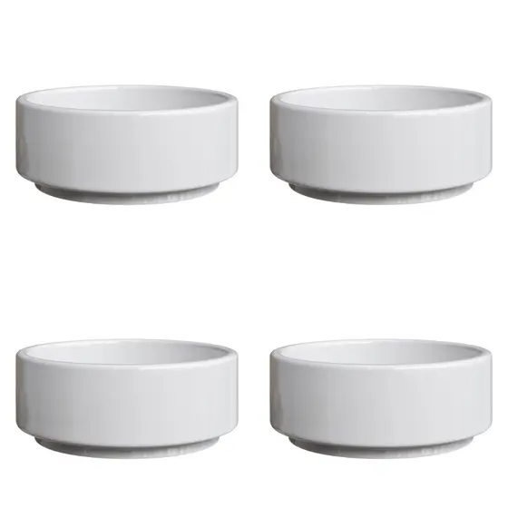 Jogo 4 Pecas Porta Pate Porcelana Branca Lisa 70ml Tigelinha Manteigueira Molheira Restaurante