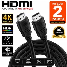 Kit 2 Cabo HDMI Alta Definição 4K Full HD TV Monitor Projetor Video Game e Consoles