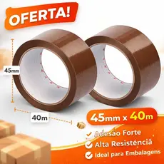 Kit Fita Adesiva Marrom Durex Largo 45mm x 40m Alta Resistência Para Embalagem Caixa Mudança - Kit 2 Unidades