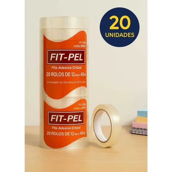Fita Durex Fino Grande Transparente Adesivo 12mm x 40m Kit e Unidade