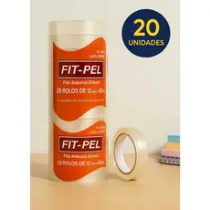 Fita Durex Fino Grande Transparente Adesivo 12mm x 40m Kit e Unidade