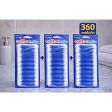 Kit 360 Cotonetes Hastes Flexiveis 100% Algodão Higiene Bebê Maquiagem e Limpeza