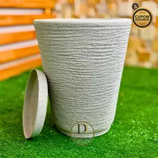 Vaso de Planta Decorativo Cone Grafiato Polietileno Premium com Prato Luxo para Sala e Jardim